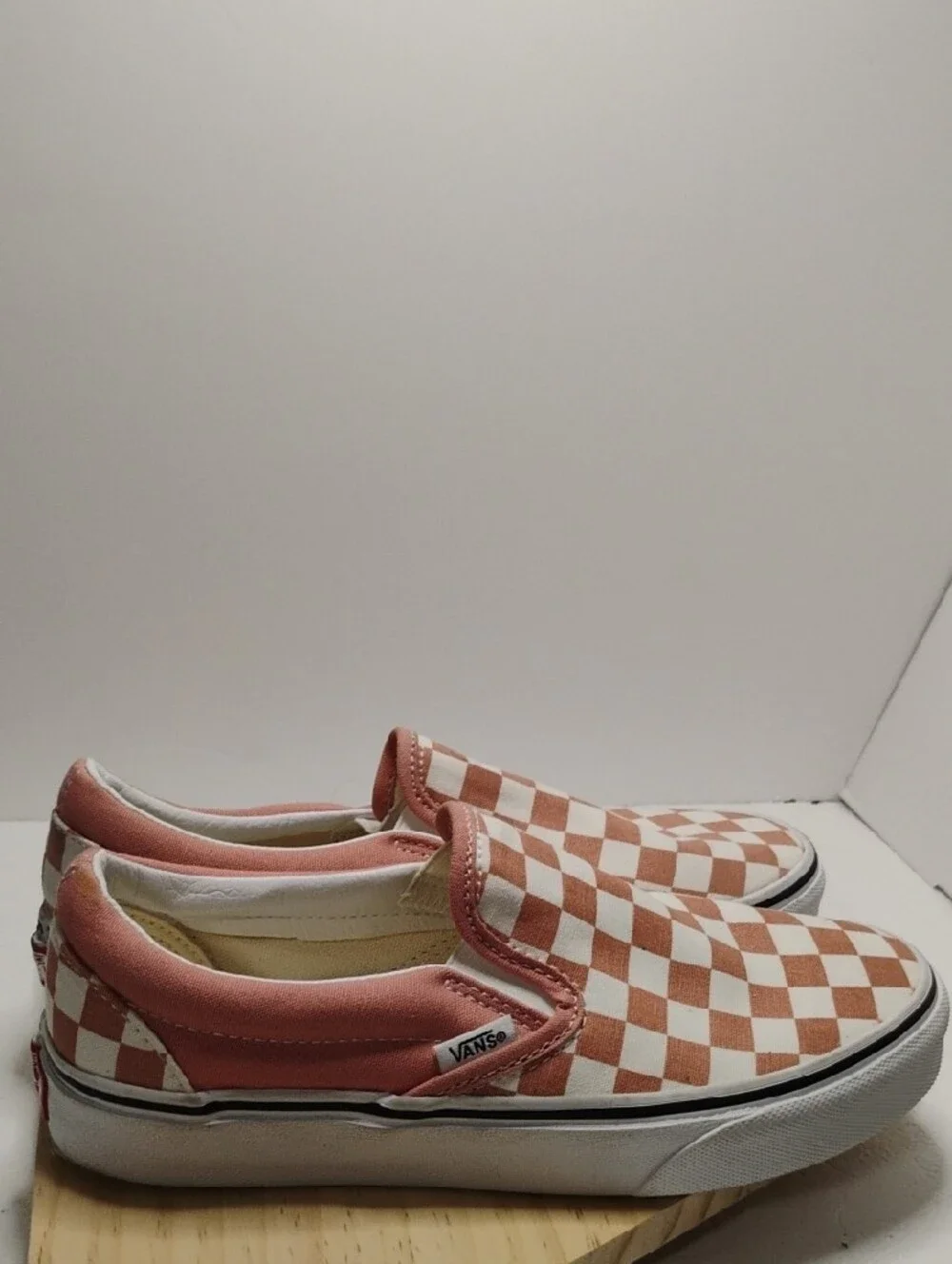 Vans Kids Slip-On Checkerboard Sneakers - Dusty Rose & White(M=5,W=6.5)